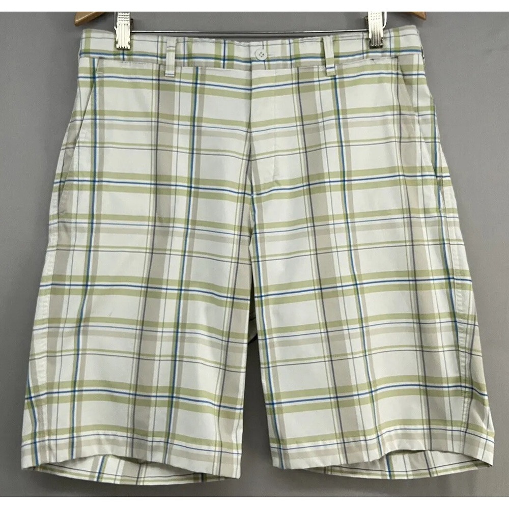 Nike Golf Shorts Men 35 (Actual 36) Fit Dry Plaid Flat Front Casual Beach Summer